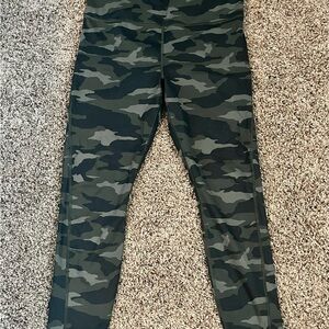 Athleta Green Leggings with Camouflage Print